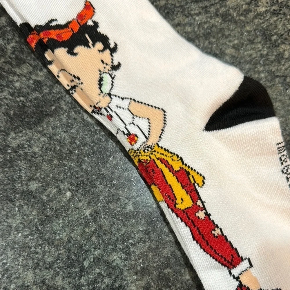 Betty Boop Crew Socks - White and Black